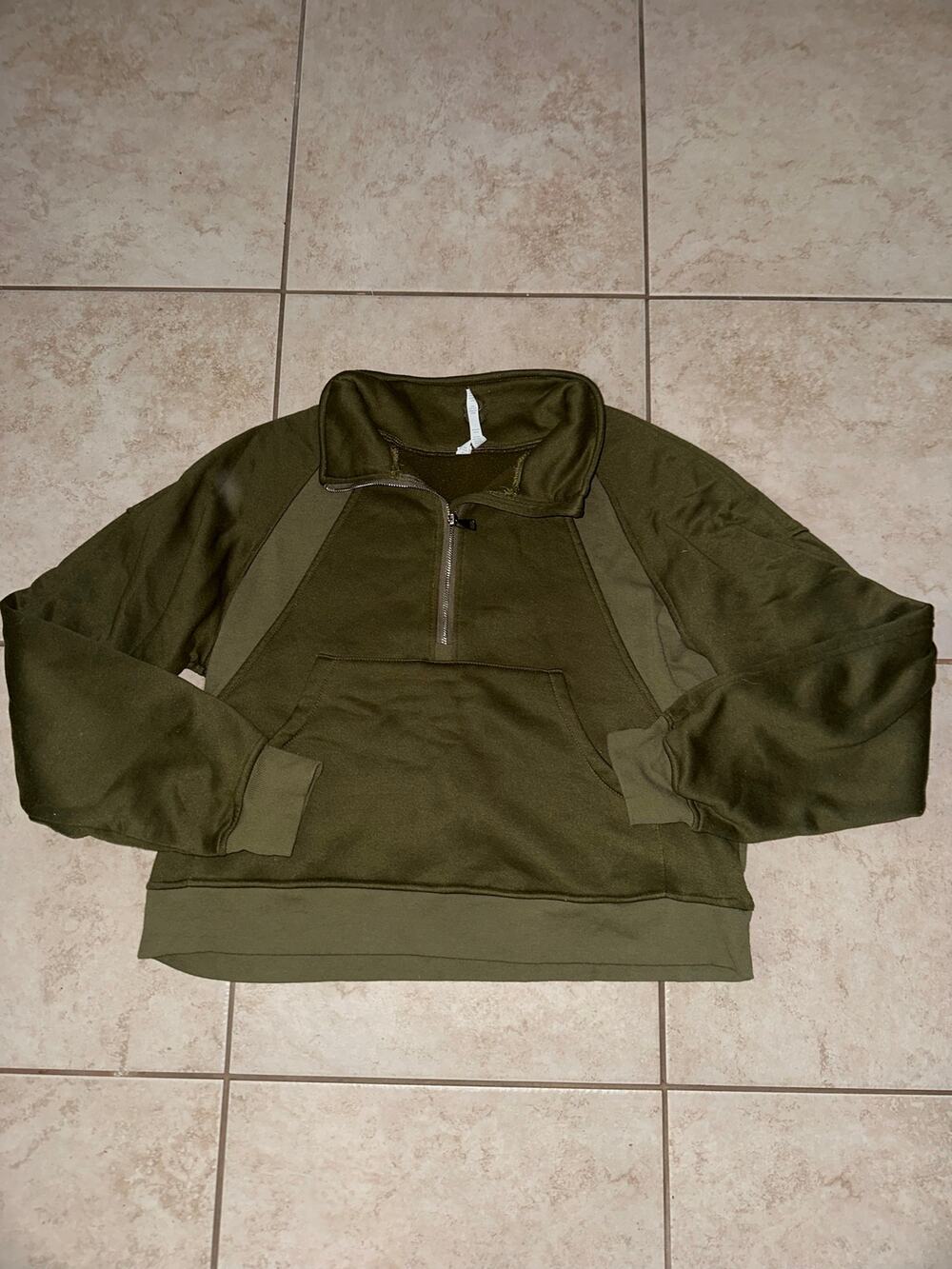 Lululemon Scuba Oversized Half Zip Funnel Neck Pullover Olive Green Size 12